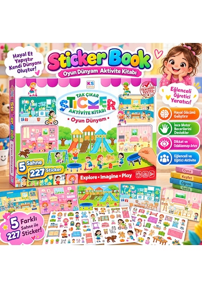 Sticker Book Play World Oyun Dünyam Aktivite Kitabı 5 Sahne 227 Sticker Çocuklar İçin Çıkartma Kitabı