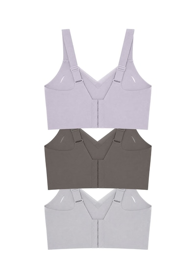 Cottonill Seamless Bra - Elvora Lazer Kesim Rib Dokulu Tül Detaylı Balensiz Kadın Sütyen 3'lü Paket Çok Renkli