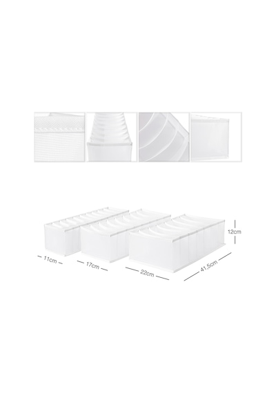 Ocean Home Textile 3'lü Bölmeli Beyaz Renk File Çekmece İçi Düzenleyici Set