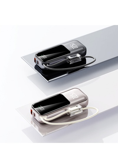 Cepini Cp-01 10.000mah 22.5w Süper Hızlı Şarj Powerbank - Ultra Kompakt Ve Kordon Kablolu Metalik