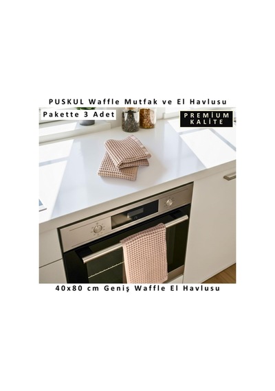 Püskül Lüks 3-adet Waffle El Havlusu Seti, Büyük 40x80 CM