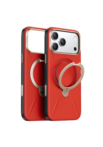 Torras Apple iPhone Uyumlu 17 Pro O Stand Spin Vegskin Serisi Magsafe Kılıf Kırmızı