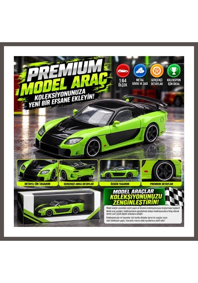 Bezos 1/64 Mazda Rx-7 Veilside Fortune7 Green Nxrlvng