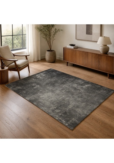 Kartela Halı Grunge Halı Kaymaz Taban Makinede Yıkanabilir Halı Antrasit - 60 X 90 Cm