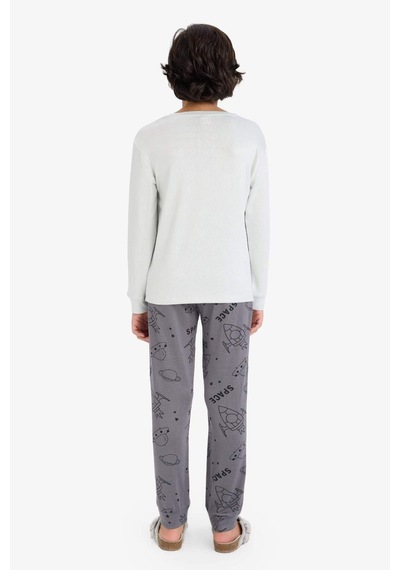 Defacto Erkek Çocuk Termal Pijama Takımı Baskılı Uzun Kollu Üst Uzun Alt F3349a825wngr503 Gri-gr503
