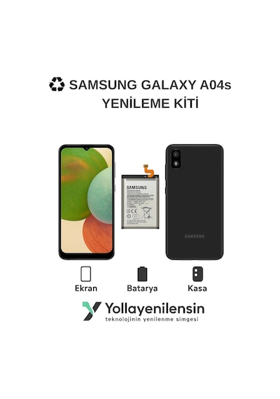 Samsung Uyumlu Galaxy A04s  Kiti Ekran + Batarya + Arka Kasa e Eş Değer Kalite Parçalar
