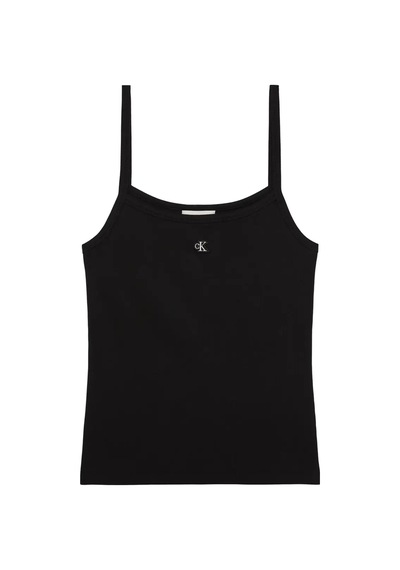 Calvin Klein Sl 2x2 Baby Rıb Stra, Ub1 Siyah Kadın Askılı Bluz