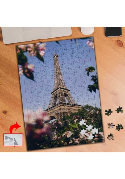Paris Eyfel Kulesi, Çiçekler 240 Parça Puzzle Yapboz Tablo-a1359