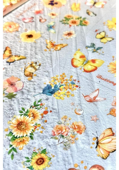 Kolbi Craft 4 Sayfa 70 Adet Şeffaf Sarı Kelebek Çiçek Sticker Bullet Journal Scrapbook Laptop Ajanda Planlayıcı 3 Adet Çok Renkli