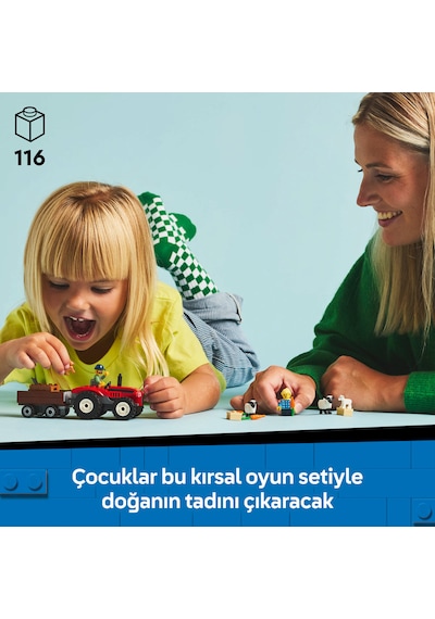 LEGO® City Römorklu Kırmızı Çiftlik Traktörü ve Koyun 60461 - 4 Yaş ve Üzeri Çocuklar için Yaratıcı Oyuncak Yapım Seti (116 Parça)