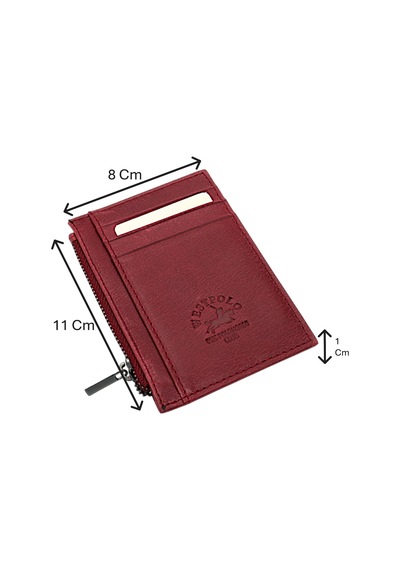 Westpolo Ivo Fermuarlı Bozuk Para Bölmeli Unisex Hakiki Crazy Eskitme Deri Kartlık - Bordo Bordo