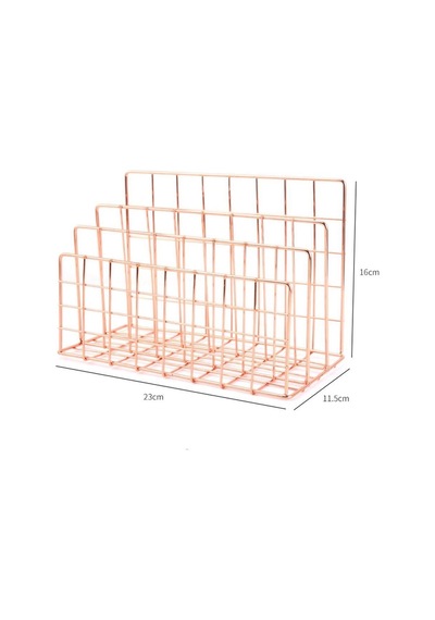 Bronz Bölmeli Metal Dergi Rafı Rose Gold Rose Gold