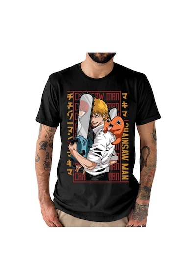 Noıssey Kırmızı Etiket Galashop Testere Adam Denji Ve Pochita Unisex T-shirt 17833 Siyah