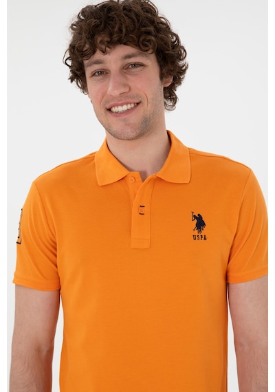 U.S. Polo Assn. Erkek Slim Fit Polo Yaka Turuncu Basic Tişört 50305929-VR051