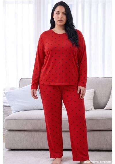 Siyah İnci Kırmızı Desenli Termal Kumaşlı Ultra Soft Yumuşak Büyük Beden Battal Boy Örme Pijama Takımı 26226727 Siyah İnci Kırmızı Desenli Termal Kumaşlı Ultra Soft Yumuşak Büyük Beden Battal Boy Örme Pijama Takımı 26226727