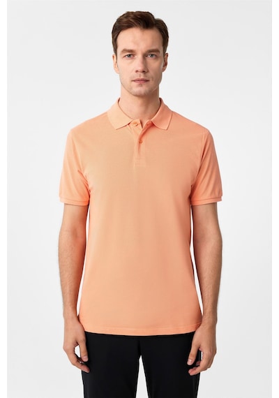 Süvari Sütlü Kahve Slim Fit Armürlü Polo Yaka Tişört