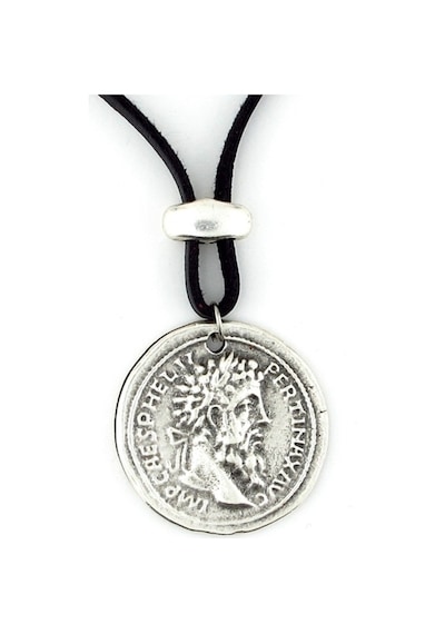 Solfera Dionysos Greek Sikke Metal Siyah Deri Erkek Kolye Q0585