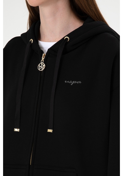 U.S. Polo Assn. Kadın Siyah Şardonlu Kapüşonlu Sweatshırt 50314130-VR046
