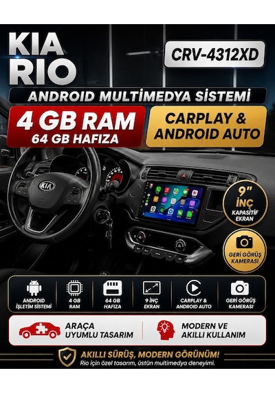 Kia Rio Android Multimedya Sistemi 2012-2014 Crv-4312xd