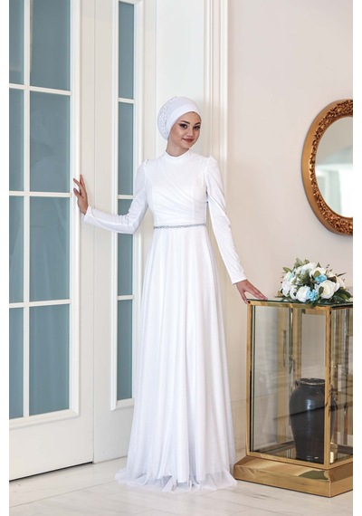 Melisma Tesettür Işıl Abiye Beyaz