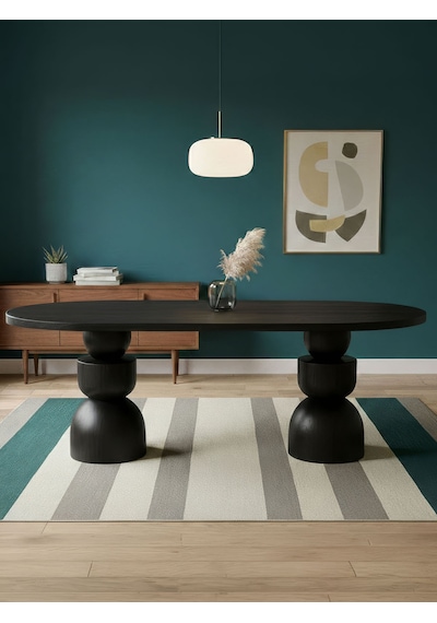 Orbis Oval Ahşap Yemek Masası 100x200 Siyah
