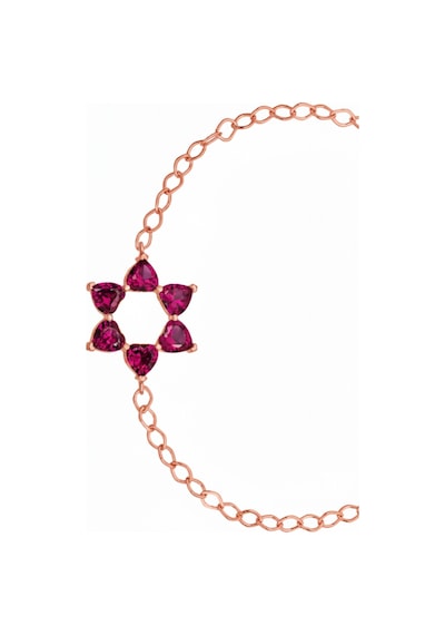 Aşkın Fısıltısı Mekik Zincirli Kalp Bileklik Ruby Taşlı 925 Ayar Gümüş Rose