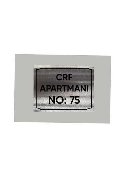 Metal Apartman İsmi Ve Numarası Levhası 14x20 Cm Arkası Yapışkanlı
