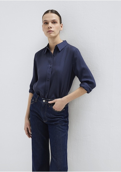 Mavi - Lacivert Tencel Liyosel Gömlek 1211506-70487 Lacivert