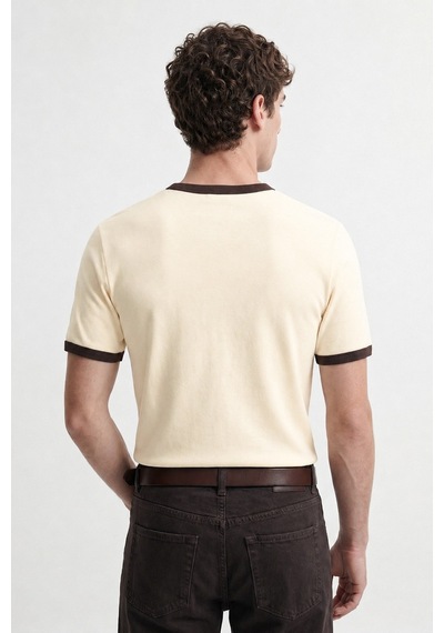Antioch Kontrast Yaka Erkek T-shirt Sarı