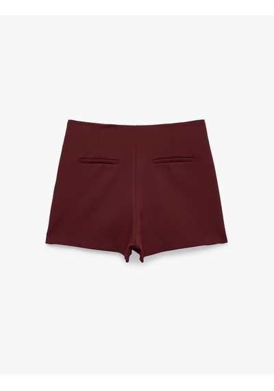 Koton Slim Fit Cepli Asimetrik Katlı A Kesim Mini Şort Etek Mürdüm 7wak70068pw Mor