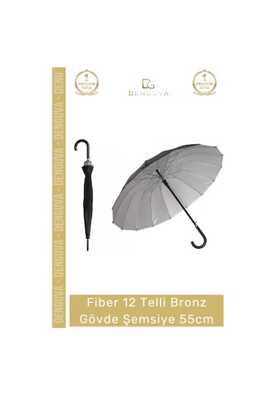 Denguva Şemsiye Otomatik Rüzgar Geçirmez Sağlam Dayanıklı Lüks Fiber 12 Telli Bronz Gövde Şemsiye 55cm Çok Renkli