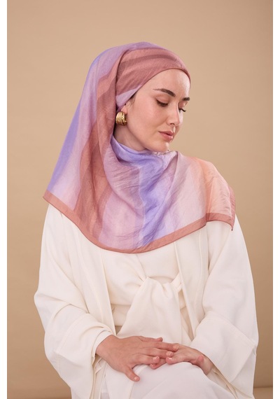 Silk Home Olinda İpek Eşarp 47005-04 Pudra Vizon, Pudra, Lila, Yavruağzı, Mor