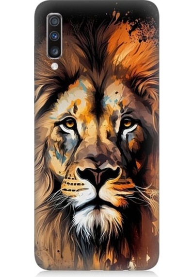 Samsung Galaxy A70 Uyumlu Sarı Kırmızı Kral Aslan Desenli Silikon Kılıf