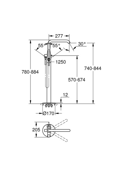 Grohe Essence Yerden Küvet Bataryası