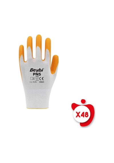 Beybi PN5 Sarı Polyester Örme Nitril İş Eldiveni 10 Beden 48 Çift