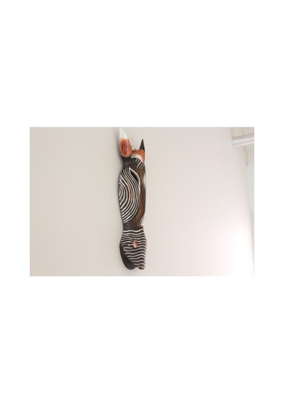 Ahşap Otantik Mask Ince Çızgılı Zebra 50cm Duvar Süsü Dekoratif Maske
