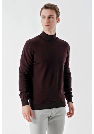 Morven Erkek Mor Basic Balıkçı Yaka Dynamic Fit Rahat Kesim Triko 25kc017003309 Mor