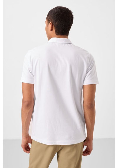 Tommylife Tommy Life Beyaz Basic Logolu Standart Kalıp Triko Polo Yaka Erkek T-shirt - 87748 Beyaz