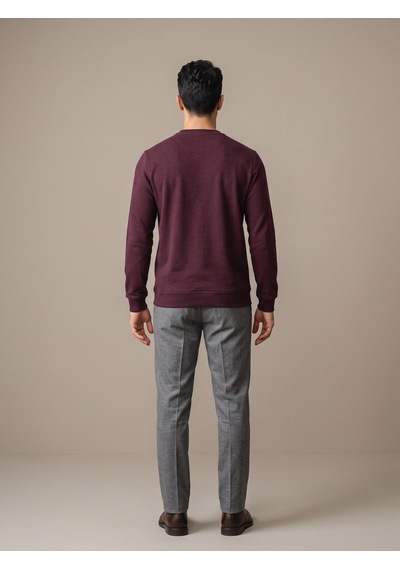 Maccali Erkek Bordo Selanik Bisiklet Yaka Sweatshirt