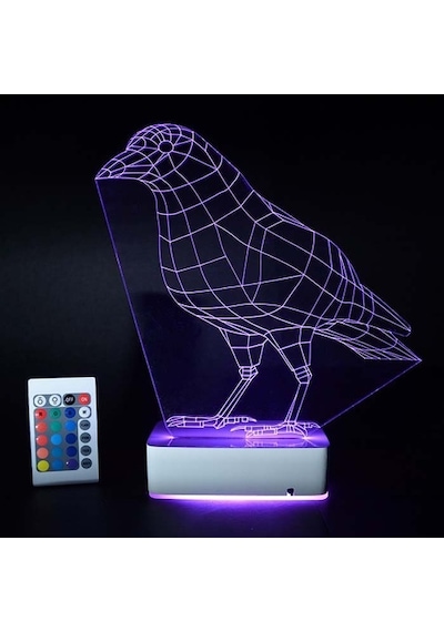 Özel Tasarım Karga 3D Led Lamba
