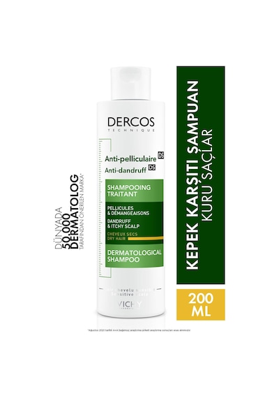 Vichy Dercos Anti-dandruff Şampuan Kepek Karşıtı Kuru Saçlar İçin 200 Ml Kepekli