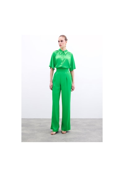 Sateen Cepli Salaş Saten Pantolon - Açık Yeşil-134959 Açık Yeşil