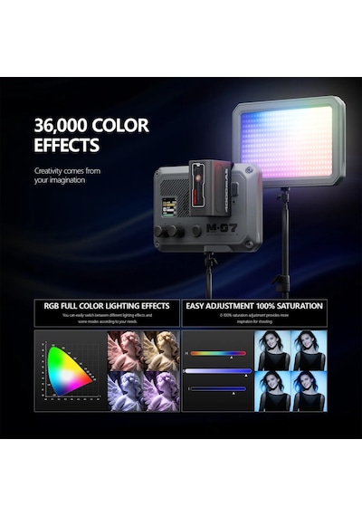 Photoolex Matrix 7 Rgb 7 İnç 36w Profesyonel Video Fotoğraf Ve Canlı Yayın Led Panel Işık - Ls-174-01