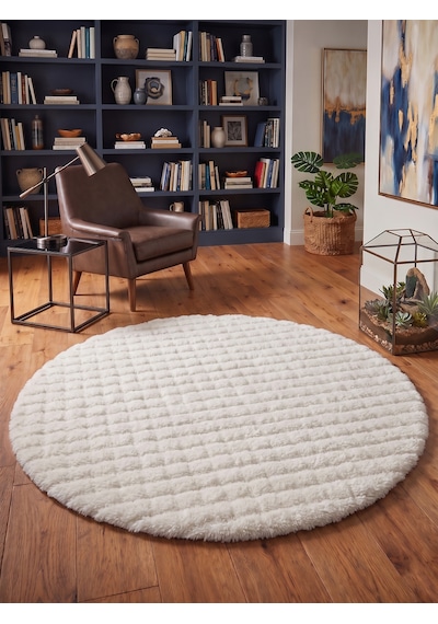 Lux Bubble Ekstra Yumoş Peluş Halı Kaymaz Taban Puffy Tavşan Tüyü Halı Beyaz Beyaz-1