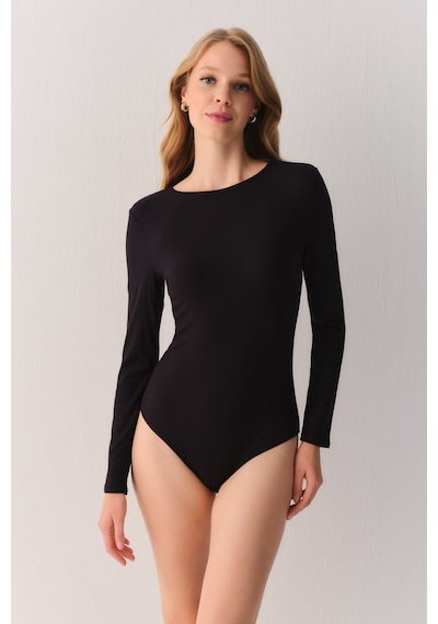 Suwen Fine Rib Modal Ribanalı Body St6004612012 Siyah