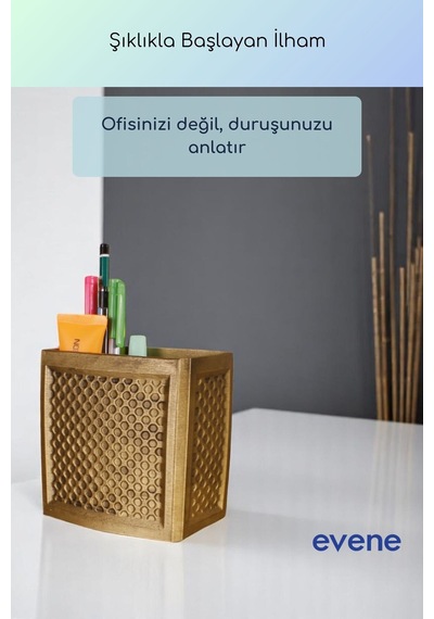 Kalemlik Masa Kalemliği Organizer Kalemlik Altın Eskitme Renk Model 92 Çok Renkli