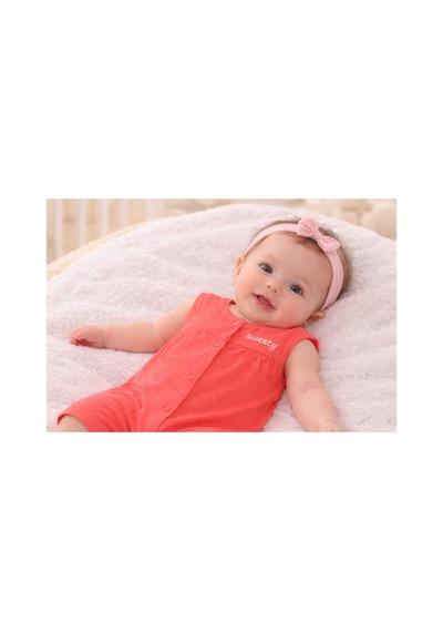 Necix's Kız Bebek Yazlık Tulum 0- 6 Ay Coton Penye Kumaş 5470 5457 5491 Mercan Sweety Mercan Sweety