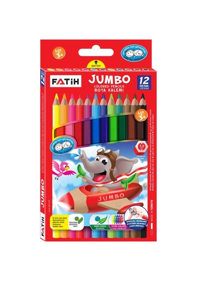Fatih Fa33340kb12rtb Jumbo Tam Boy Renkli Kalemler, 12 Renk 124-Pembe