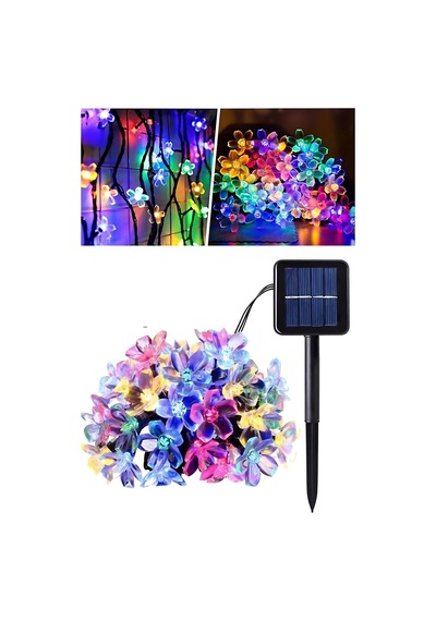 Renkli Solar Güneş Enerjili 5 Metre 50 Led Papatya Bahçe Aydınlatması Rgb 8 Fonksiyonlu Aydınlatma