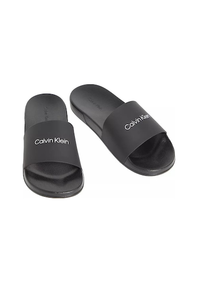 Calvin Klein Erkek Marka Logolu Şık Görünüşlü Tek Bantlı Kalın Tabanlı Kaymaz Rahat Dayanıklı Terlik-14975 Siyah